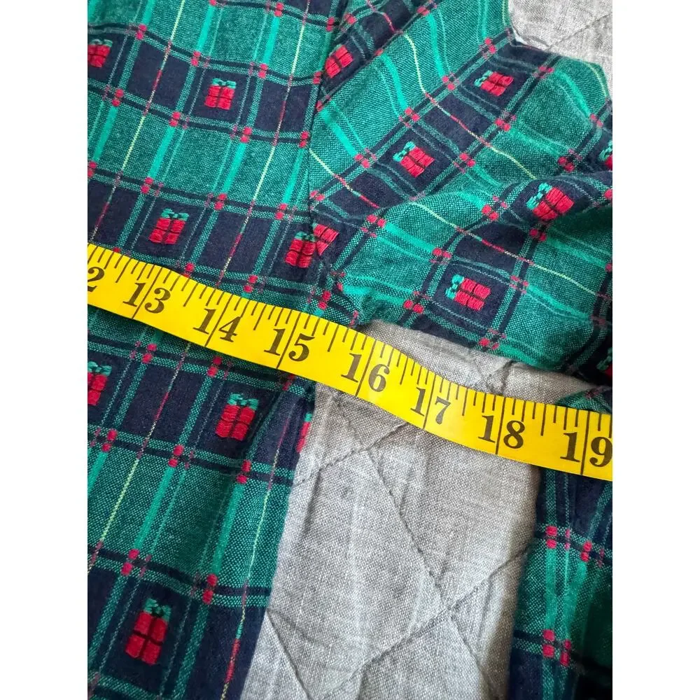 Vtg Copper Key Girl 14 Puritan Collar Christmas Gift Green Plaid Midi Dress